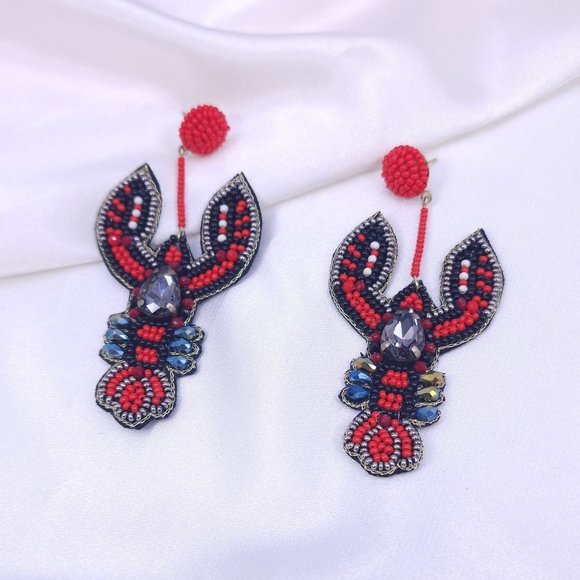 Seed Bead Earring, CRAB earring, LOBSTER earring, Beach earring,Mermaid, SEALIFE - Picture 6 of 6